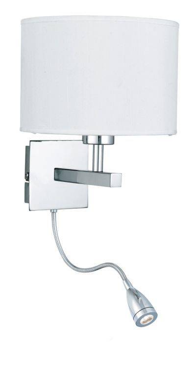 Searchlight Chrome Wall Light White Shade Incorporating - Comet Lighting