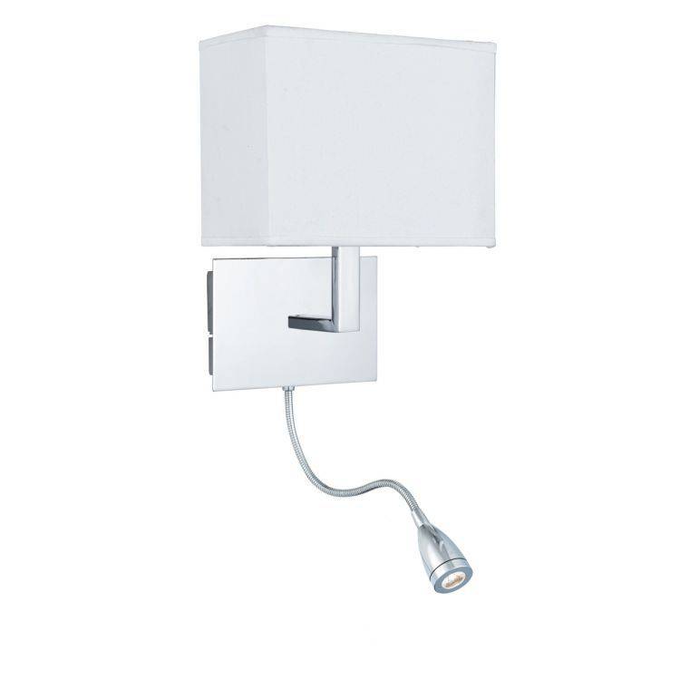 Searchlight Chrome Wall Light White Shade Incorporating Flexi-Arm - Comet Lighting