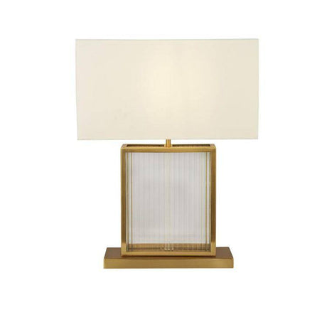 Searchlight Clarendon Table Lamp - Tempered Glass| Brass & Velvet Shade - Comet Lighting