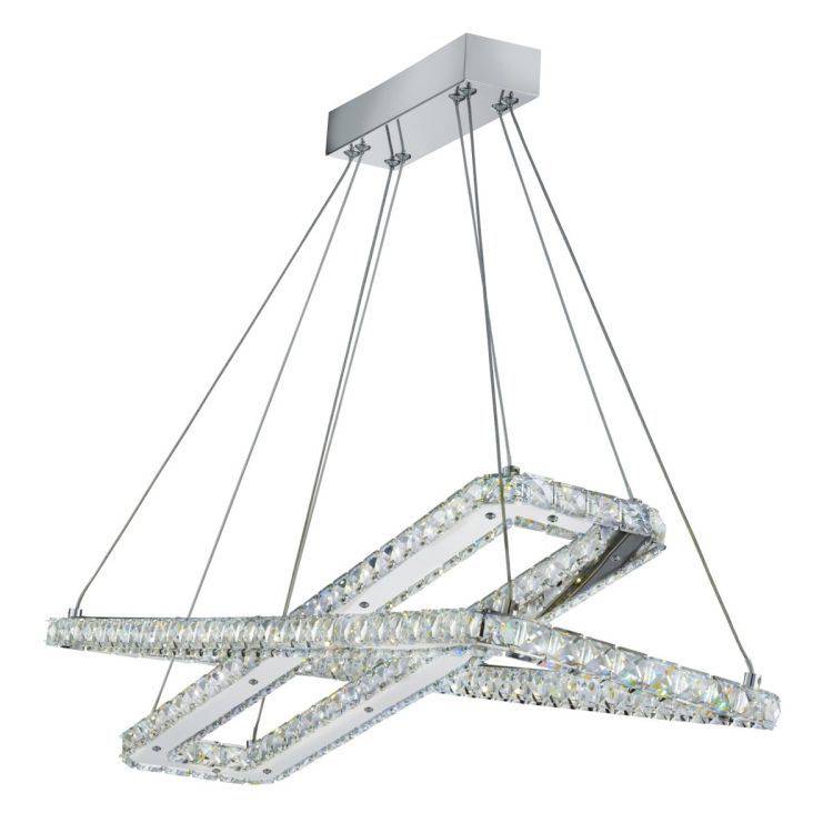 Searchlight Clover Chrome 2 Rectangle Frame Ceiling Light - Comet Lighting