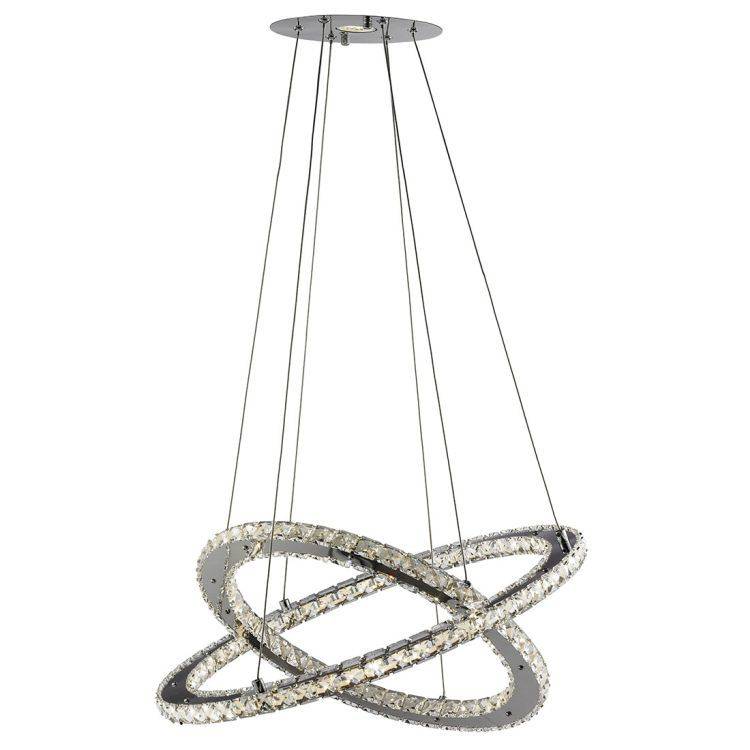 Searchlight Clover Chrome LED 2 Ring Pendant Light - Comet Lighting