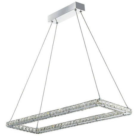 Searchlight Clover LED Chrome Rectangle Ceiling Light Crystal Trim - Comet Lighting