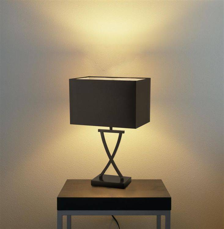 Searchlight Club Table Lamp - Chrome Base & Fabric Shade - Comet Lighting