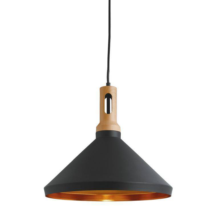 Searchlight Cone Black Pendant Light Gold Inner - Comet Lighting