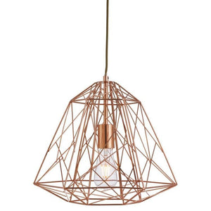 Searchlight Copper Geometric Cage Pendant Light - Comet Lighting