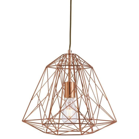 Searchlight Copper Geometric Cage Pendant Light - Comet Lighting