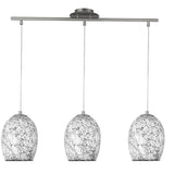 Searchlight Crackle Mosaic Glass 3 Light Dome Shades Silver White - Comet Lighting