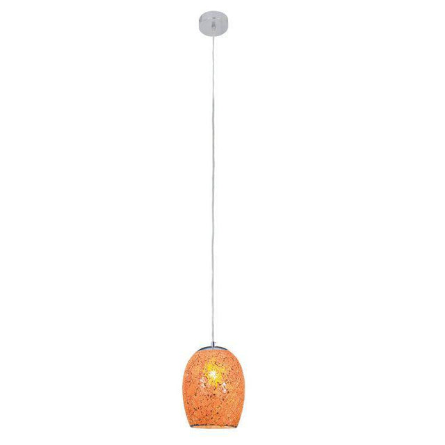 Searchlight Crackle Orange Mosaic Glass Dome Silver Trim - Comet Lighting