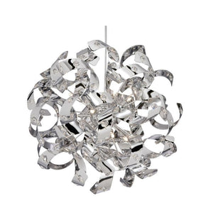 Searchlight Curls Chrome 6 Light Ceiling Crystal Beads - Comet Lighting