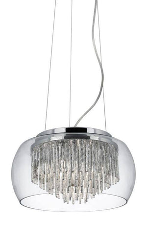 Searchlight Curva Glass Shade 4 Light Aluminium Spiral Tubes - Comet Lighting