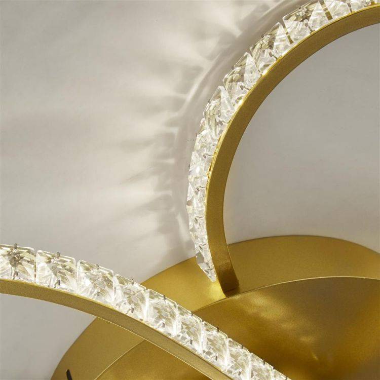 Searchlight Daisy 5Lt LED Flush Ceiling Light - Gold & Clear Crystals - Comet Lighting