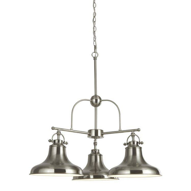 Searchlight Dallas 3Lt Industrial Pendant| Satin Silver - Comet Lighting