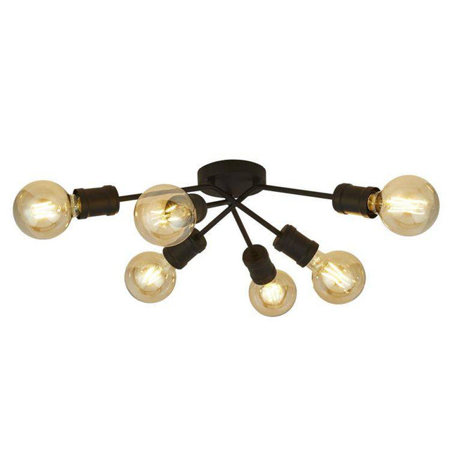 Searchlight Dance 6Lt Flush Ceiling Light - Sand Black - Comet Lighting