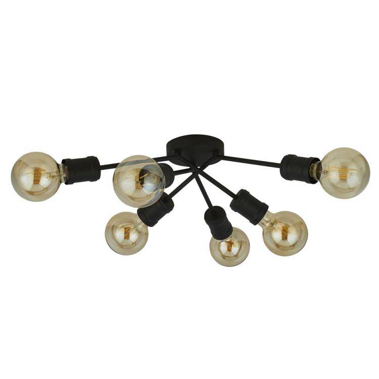 Searchlight Dance 6Lt Flush Ceiling Light - Sand Black - Comet Lighting