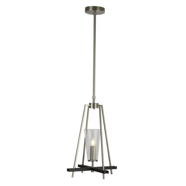 Searchlight Danika Swing 1Lt Pendant| Satin Silver With Black Detail - Comet Lighting