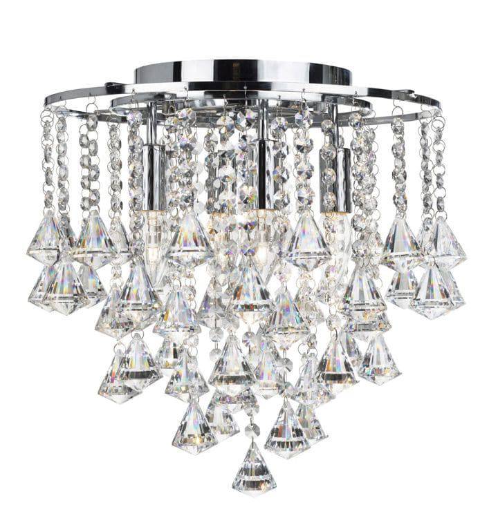 Searchlight Dorchester Chrome 4 Light Chandelier Crystal Buttons - Comet Lighting