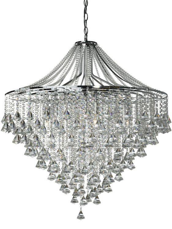 Searchlight Dorchester Chrome 7 Light Chandelier Crystal Buttons - Comet Lighting