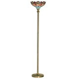 Searchlight Dragonfly Brass Floor Lamp Tiffany Glass - Comet Lighting