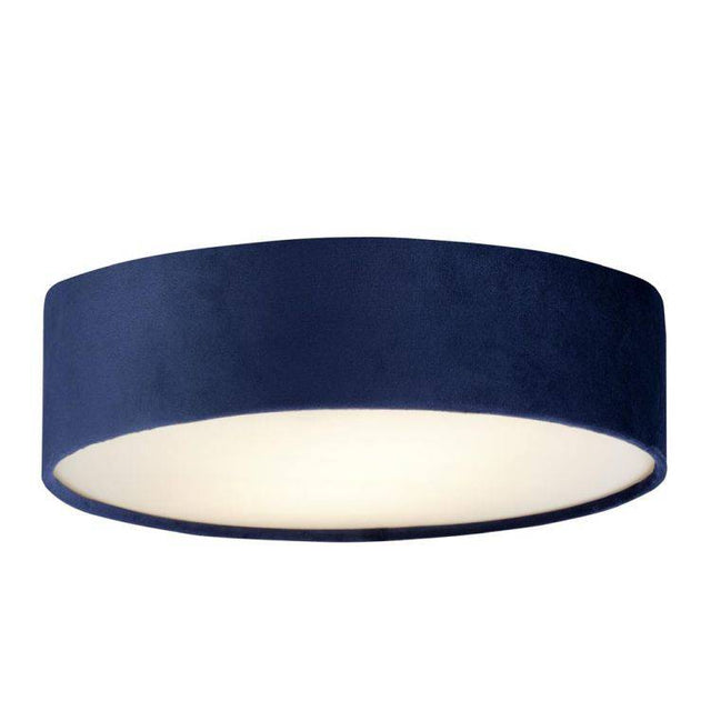 Searchlight Drum 2 2Lt Flush Ceiling Light - Blue Velvet Shade - Comet Lighting