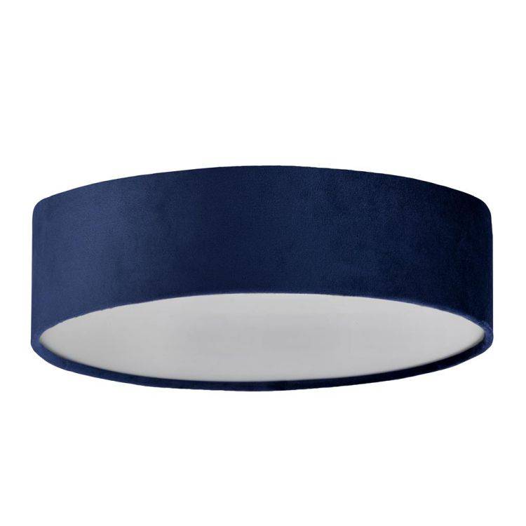 Searchlight Drum 2 2Lt Flush Ceiling Light - Blue Velvet Shade - Comet Lighting