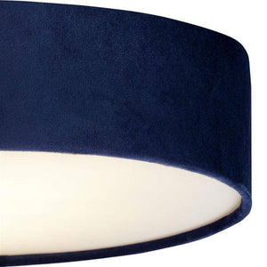 Searchlight Drum 2 2Lt Flush Ceiling Light - Blue Velvet Shade - Comet Lighting