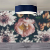 Searchlight Drum 2 2Lt Flush Ceiling Light - Blue Velvet Shade - Comet Lighting