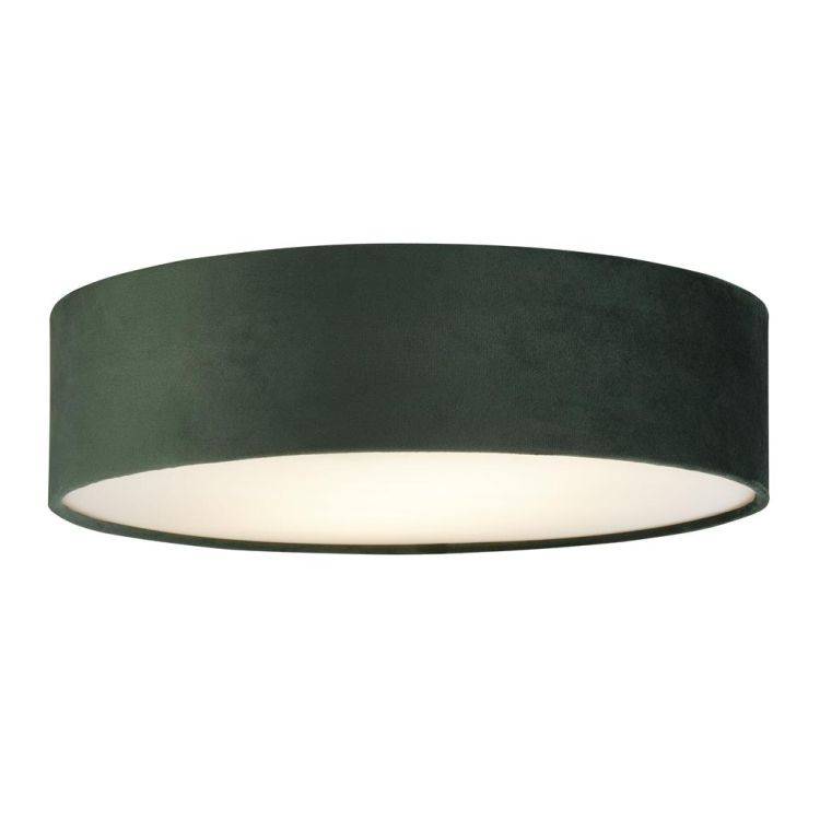 Searchlight Drum 2 2Lt Flush Ceiling Light - Green Velvet Shade - Comet Lighting