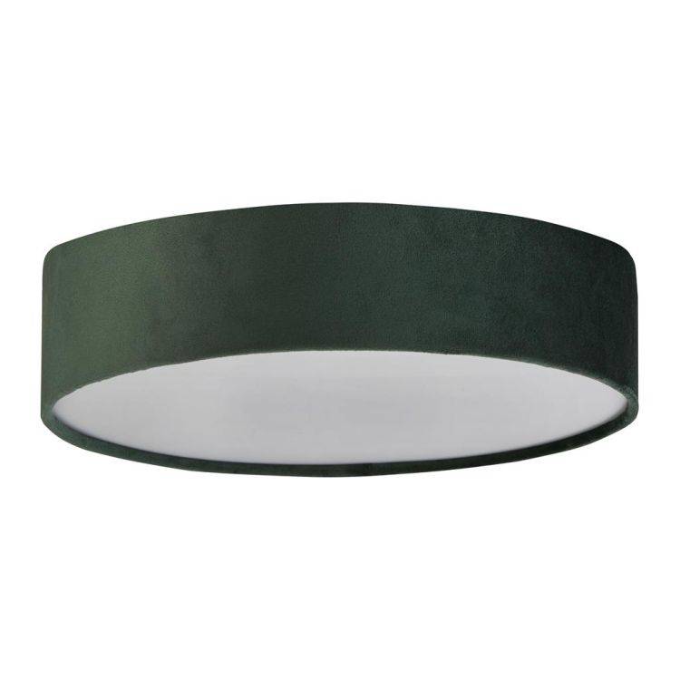 Searchlight Drum 2 2Lt Flush Ceiling Light - Green Velvet Shade - Comet Lighting