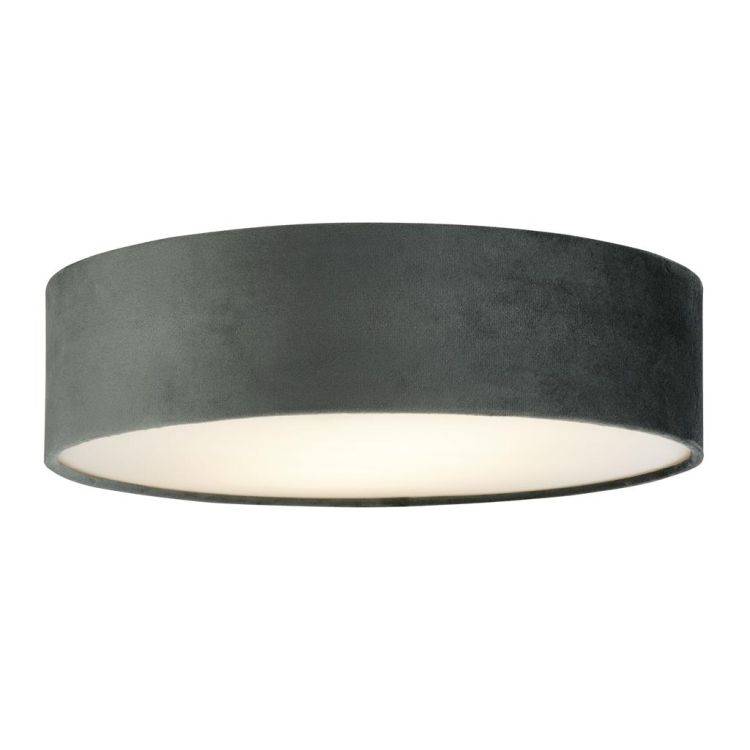 Searchlight Drum 2 2Lt Flush Ceiling Light - Grey Velvet Shade - Comet Lighting