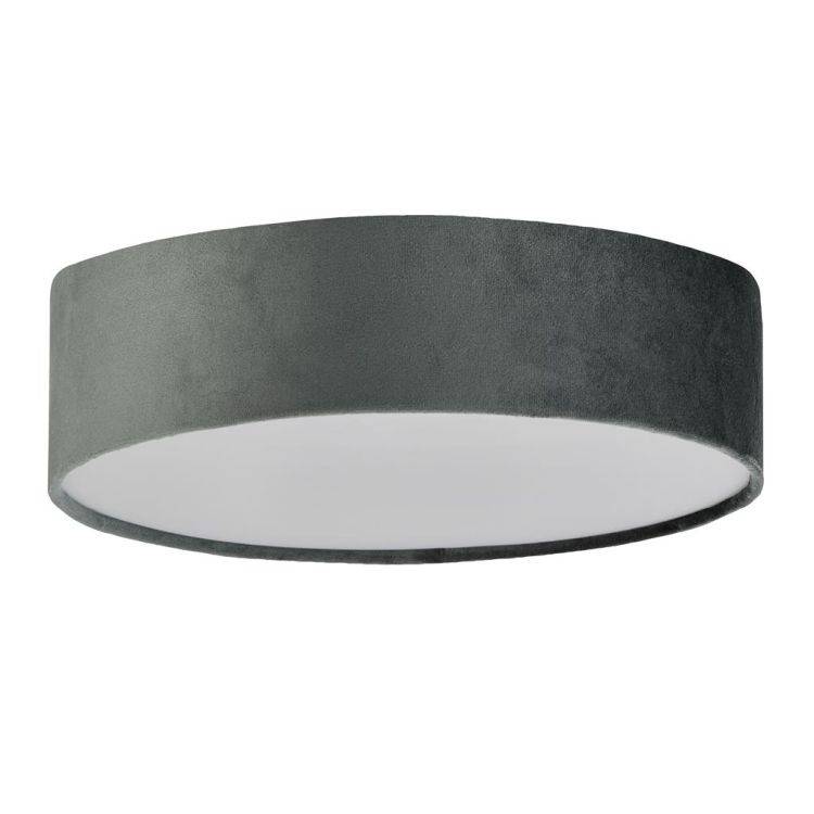 Searchlight Drum 2 2Lt Flush Ceiling Light - Grey Velvet Shade - Comet Lighting