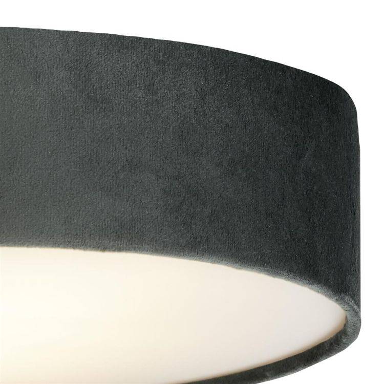 Searchlight Drum 2 2Lt Flush Ceiling Light - Grey Velvet Shade - Comet Lighting