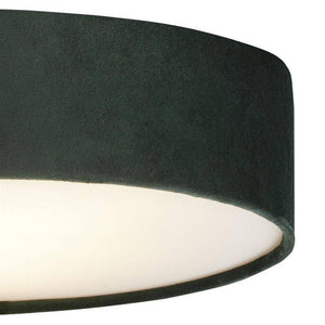 Searchlight Drum 2 3Lt Flush Ceiling Light - Green Velvet Shade - Comet Lighting