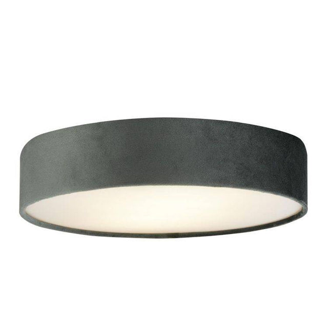 Searchlight Drum 2 3Lt Flush Ceiling Light - Grey Velvet Shade - Comet Lighting