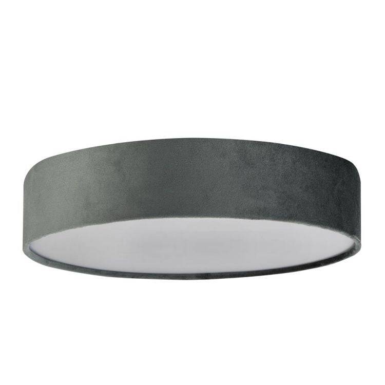 Searchlight Drum 2 3Lt Flush Ceiling Light - Grey Velvet Shade - Comet Lighting