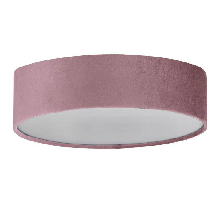 Searchlight Drum 2 3Lt Flush Ceiling Light - Pink Velvet Shade - Comet Lighting