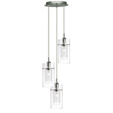 Searchlight Duo 1 Chrome 3 Light Multi-Drop Pendant Glass Cylinder Shades - Comet Lighting