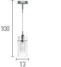 Searchlight Duo 1 Chrome Pendant Light Glass Cylinder Shade - Comet Lighting