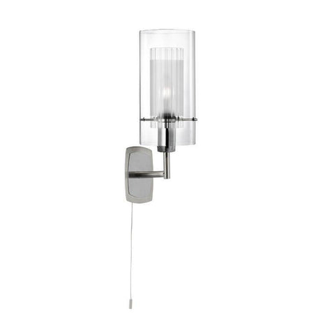 Searchlight Duo 1 Chrome Wall Light Glass Cylinder Shade - Comet Lighting