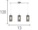 Searchlight Duo 2 Chrome 3 Light Bar Pendant Glass Cylinder Shades - Comet Lighting