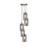 Searchlight Duo 2 Chrome 5 Light Pendant Glass Cylinder Shades - Comet Lighting