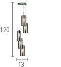 Searchlight Duo 2 Chrome 5 Light Pendant Glass Cylinder Shades - Comet Lighting