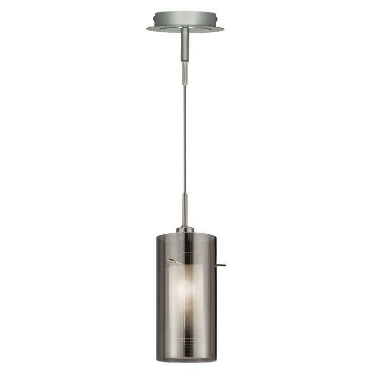 Searchlight Duo 2 Chrome Pendant Light Glass Cylinder Shade - Comet Lighting