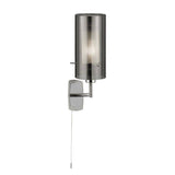 Searchlight Duo 2 Chrome Wall Light Smoked Glass Shade - Comet Lighting