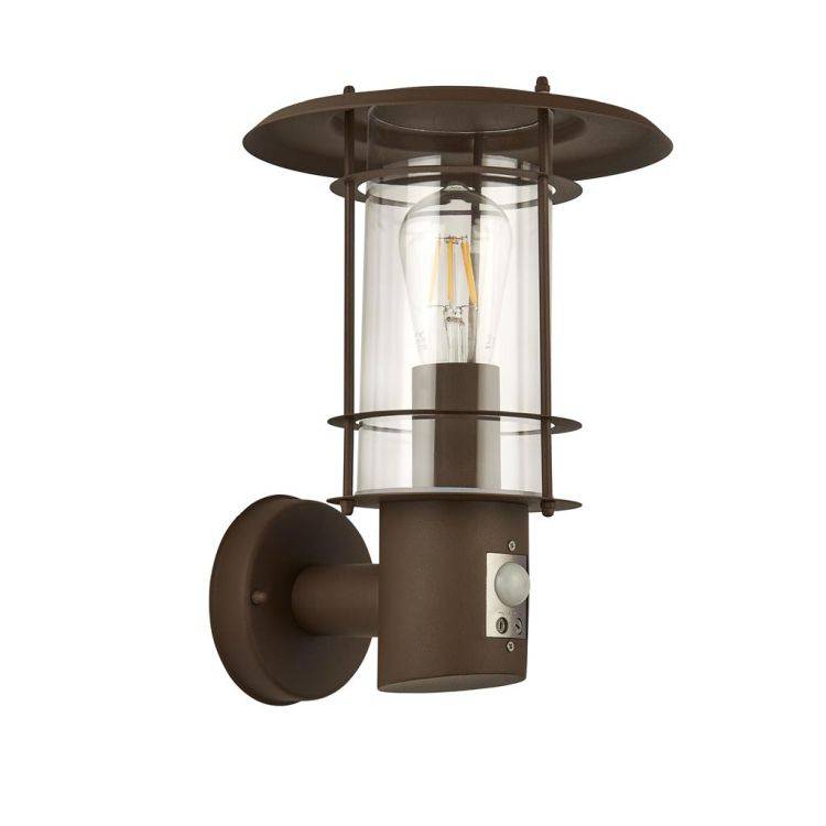 Searchlight Edgeware Outdoor Wall Light with Sensor -Rust Brown| IP44 - Comet Lighting