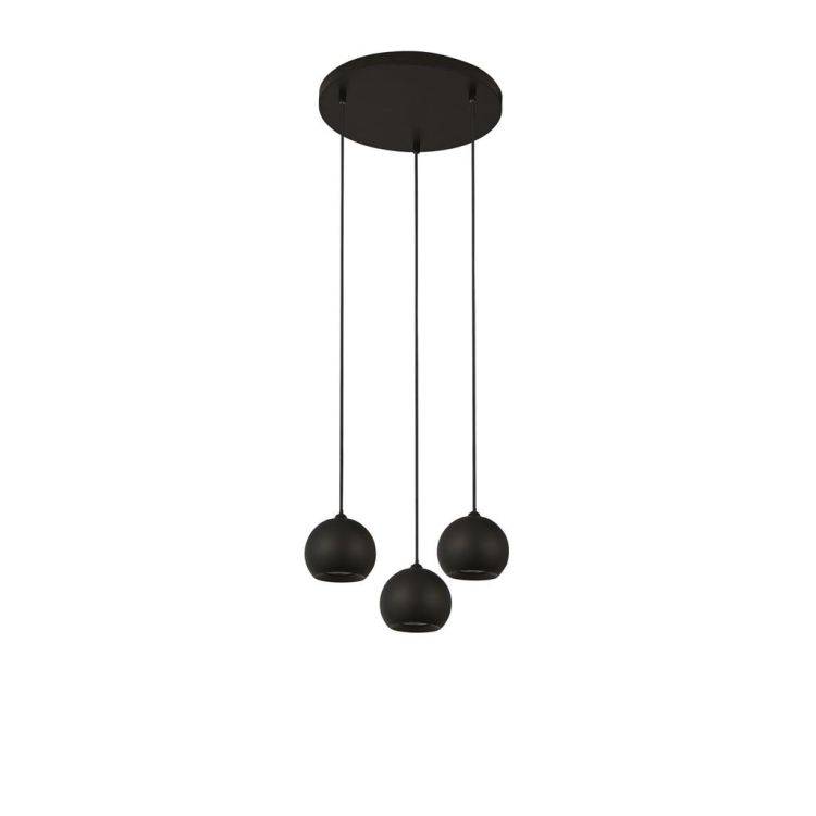 Searchlight Eindhoven 3Lt Ceiling Pendant - Black Metal - Comet Lighting