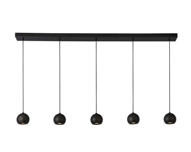 Searchlight Eindhoven 5Lt Bar Ceiling Pendant - Black Metal - Comet Lighting