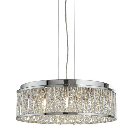 Searchlight Elise 7 Light Ceiling Flush Chrome Drops Aluminium - Comet Lighting