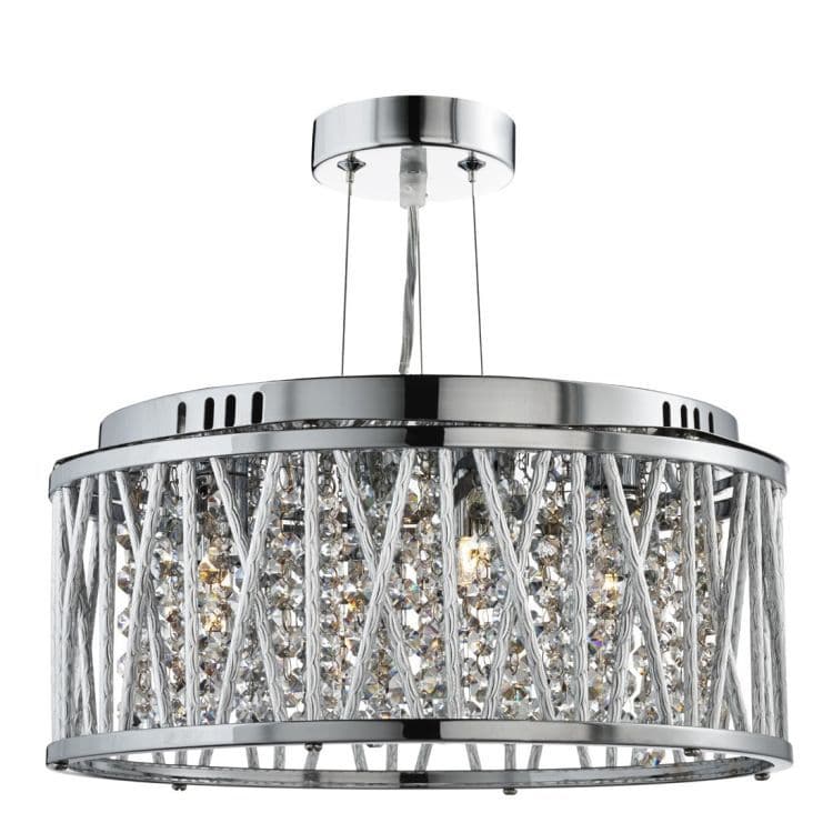 Searchlight Elise Chrome 3 Light Fitting Crystal Button Drops - Comet Lighting