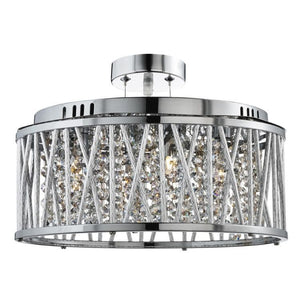 Searchlight Elise Chrome 5 Light Fitting Crystal Button Drops - Comet Lighting