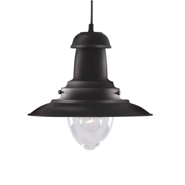 Searchlight Fisherman Black Ceiling Light Glass Shade - Comet Lighting